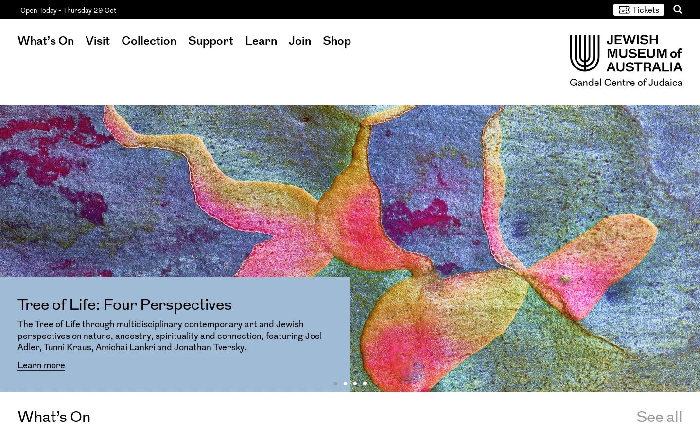 Jewish Museum of Australia Homepage screenshot