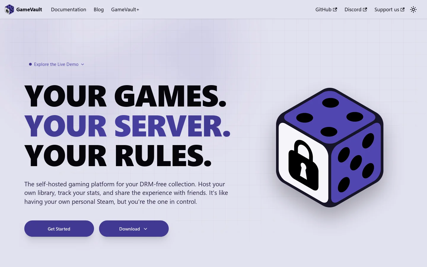 GameVault Homepage screenshot