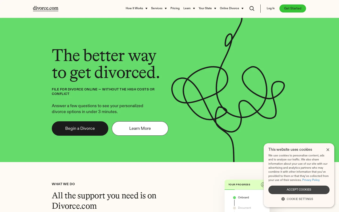 Online Divorce Made Simple | File for Divorce in Any State at Divorce.com Homepage screenshot