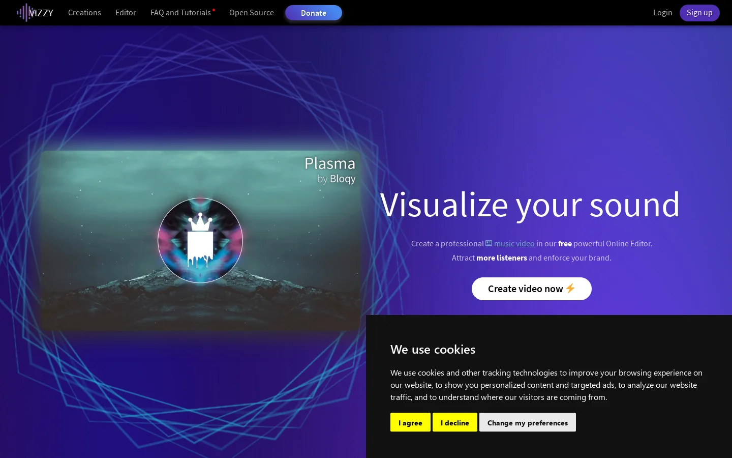 Vizzy Homepage screenshot