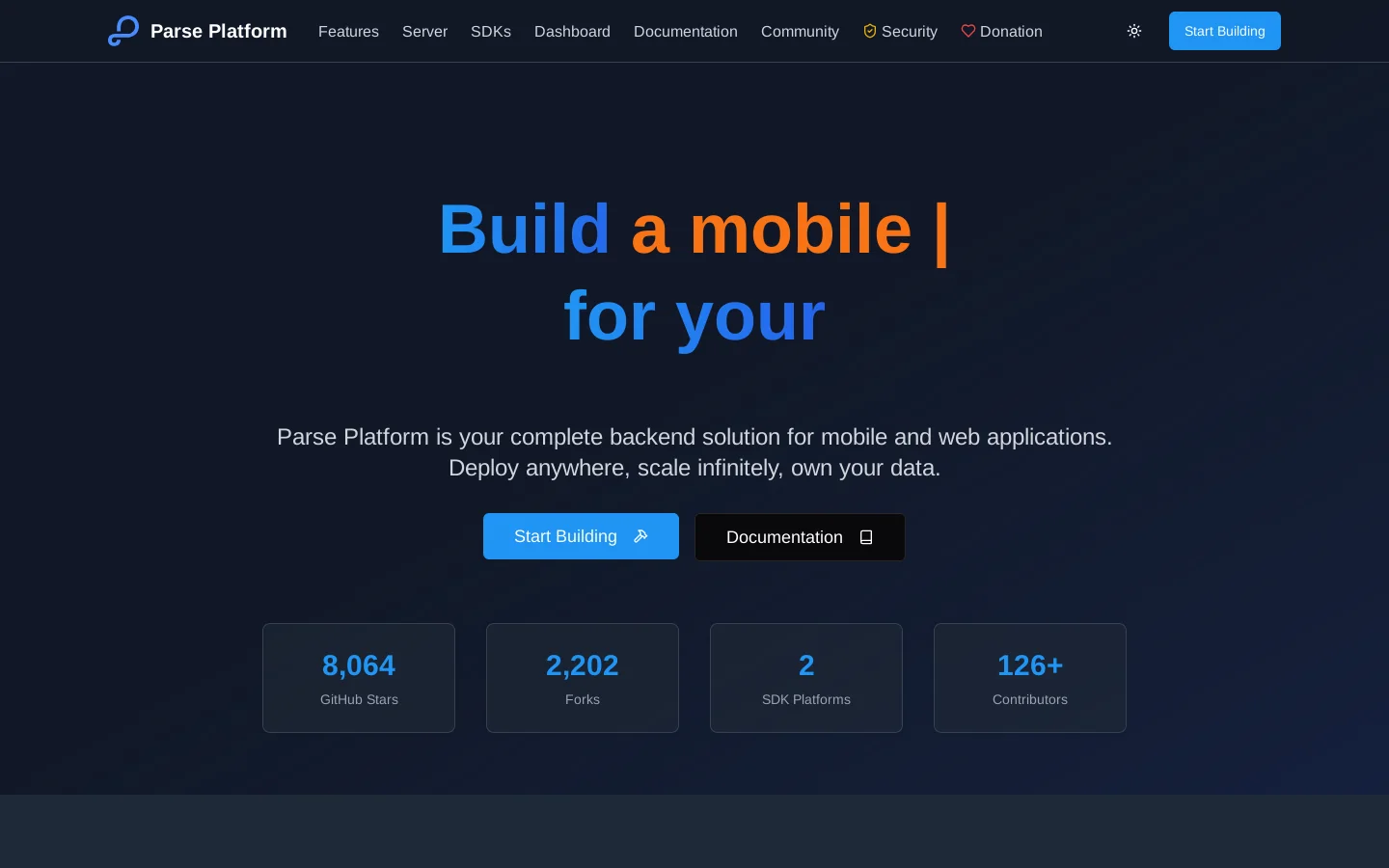 Parse Platform Homepage screenshot