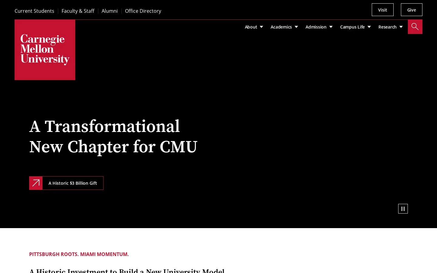 CMU Homepage screenshot