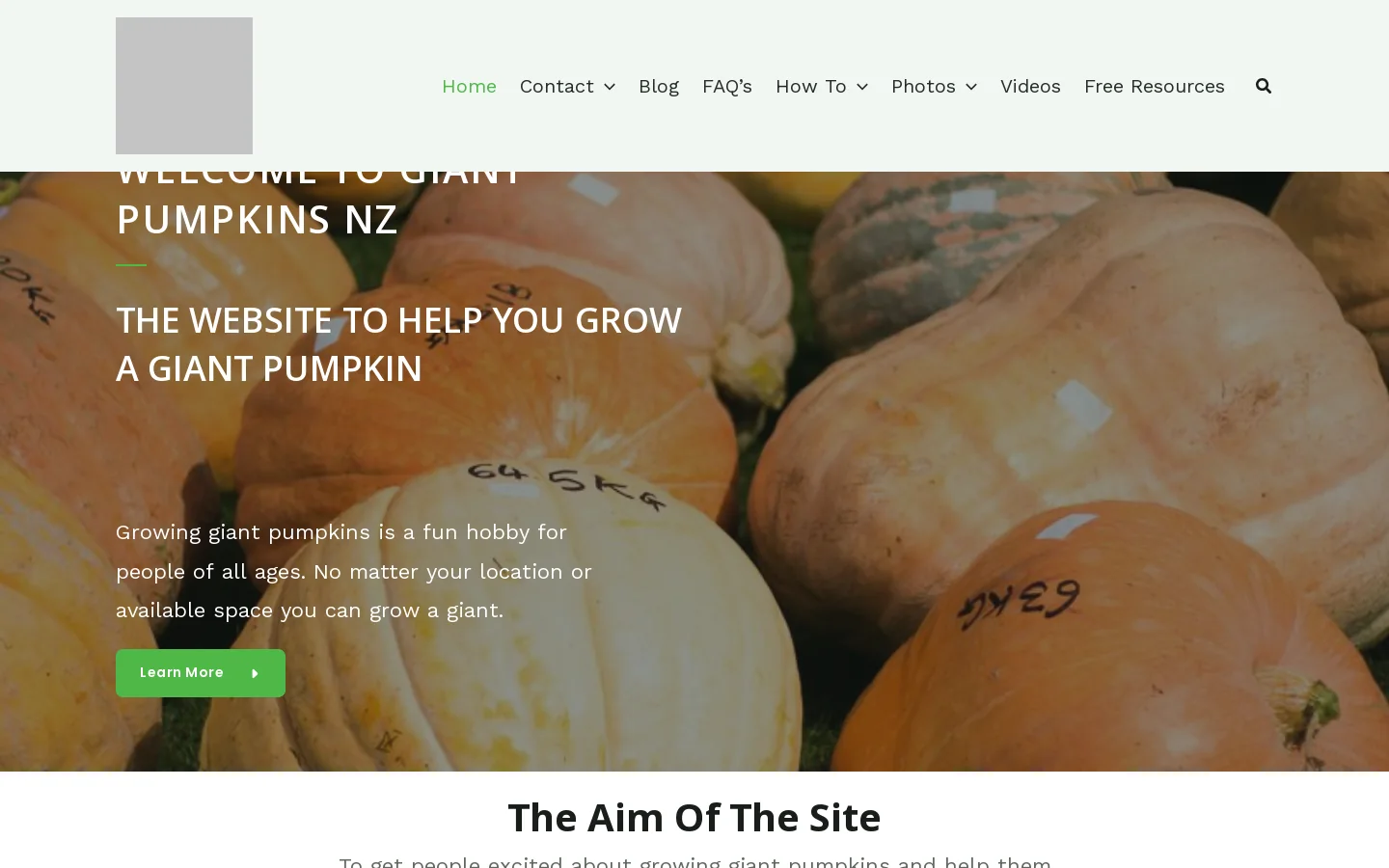 Giant Pumpkins NZ Homepage screenshot