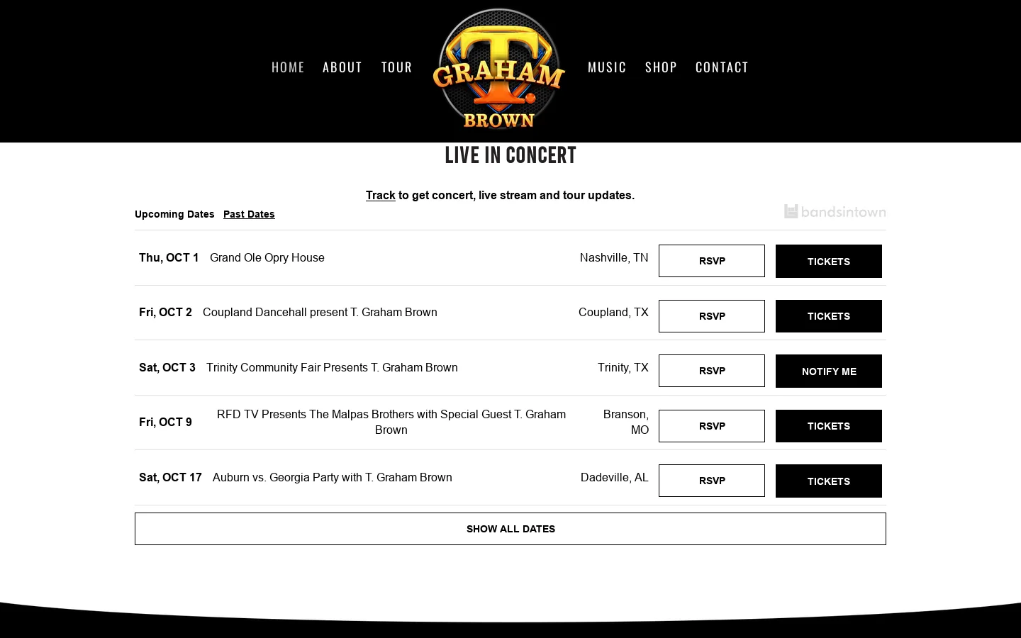 T. Graham Brown Homepage screenshot