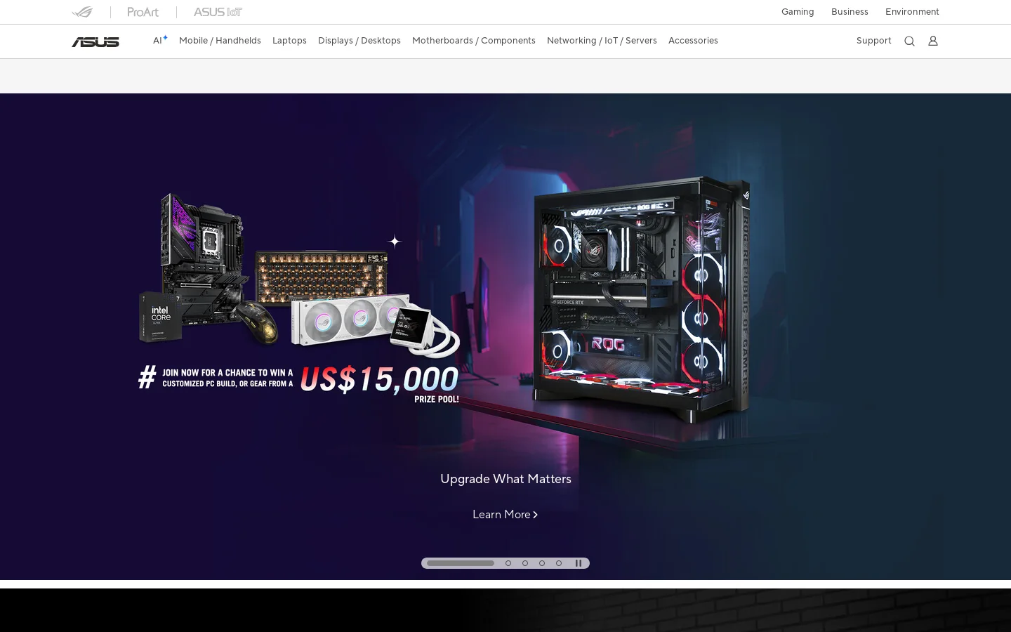 ASUS Global Homepage screenshot
