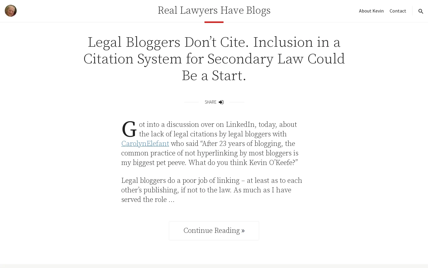 Real Lawyers Have Blogs | By LexBlog CEO Kevin O'Keefe Homepage screenshot