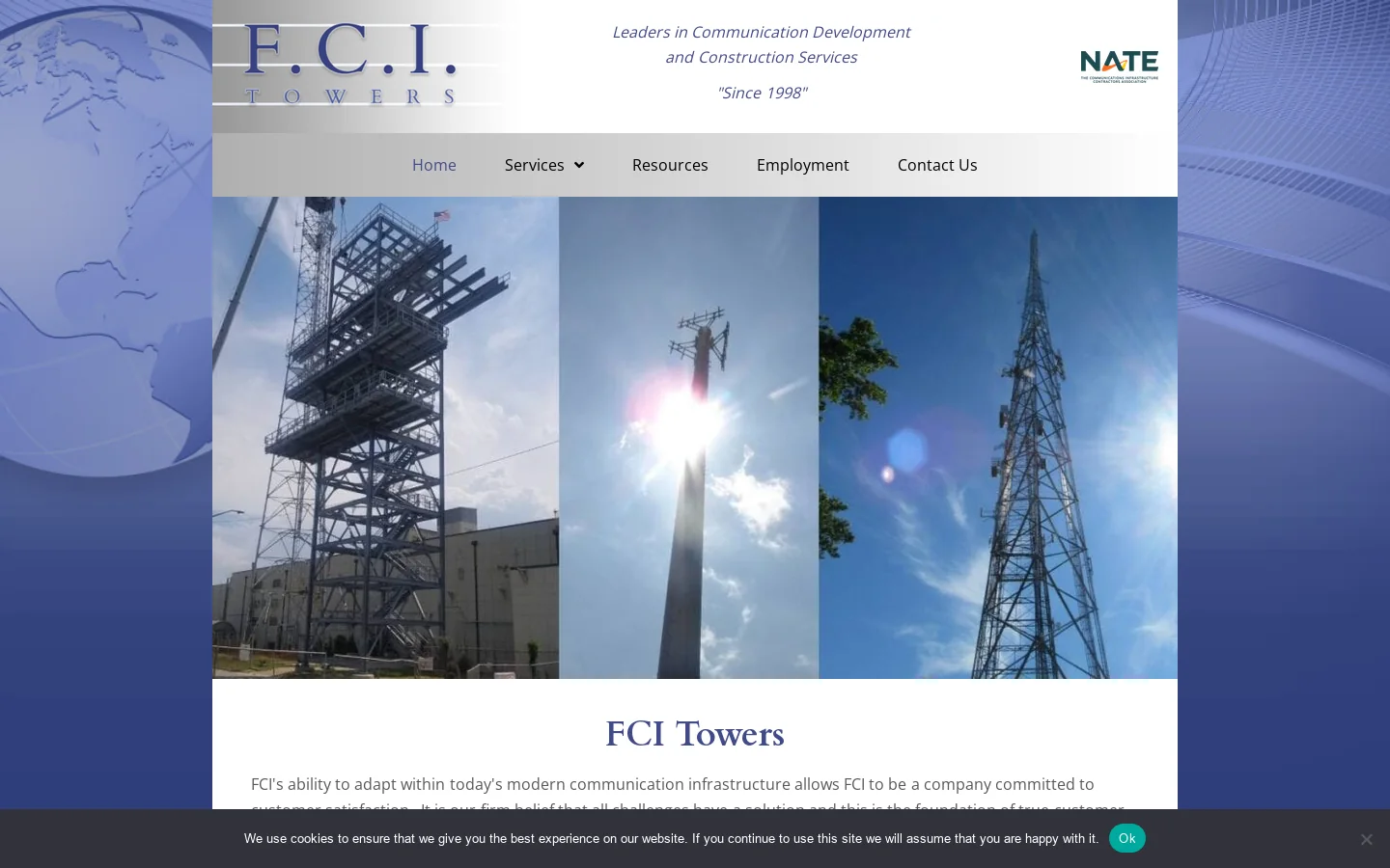 F.C.I. Towers Homepage screenshot