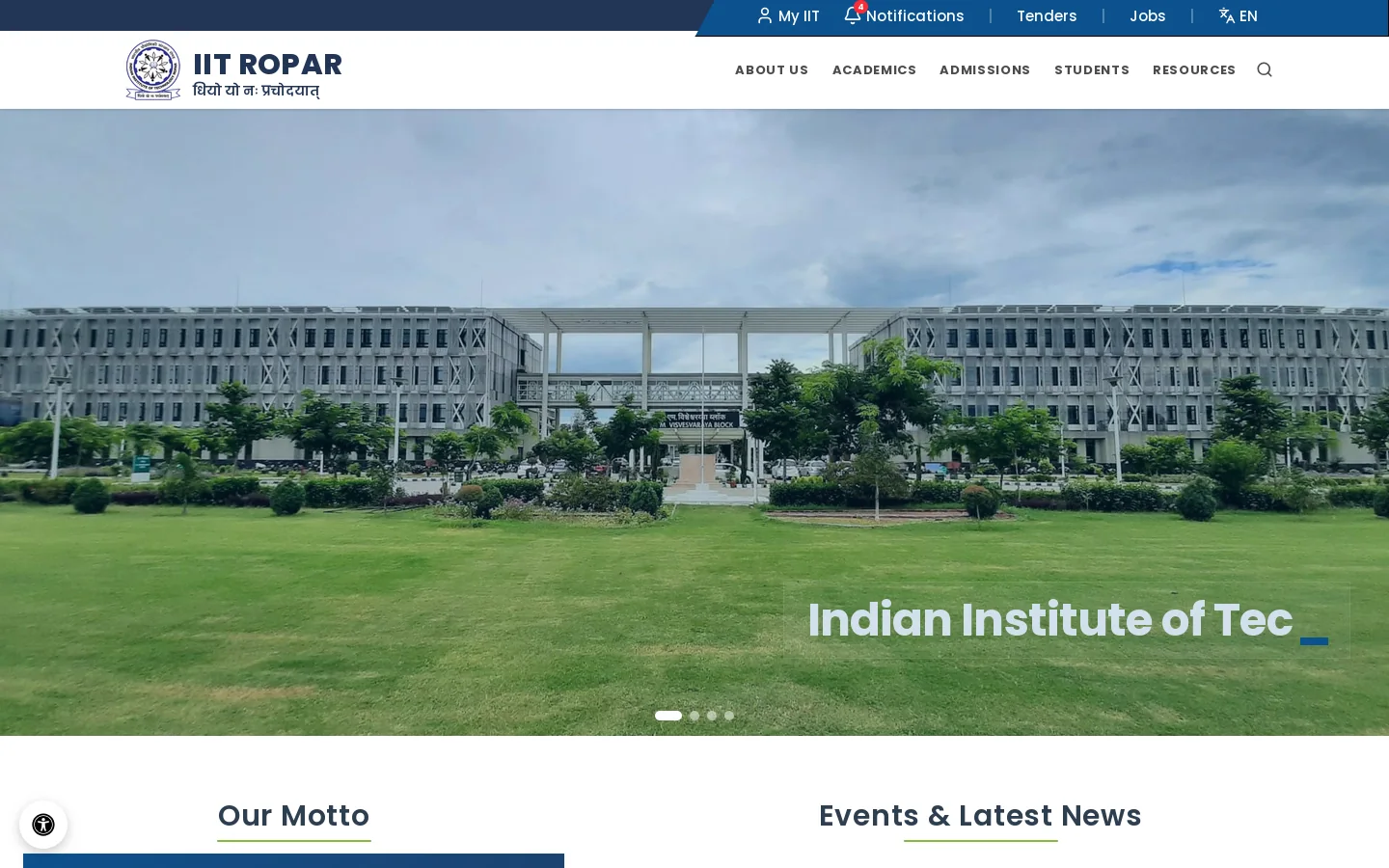 IIT Ropar Homepage screenshot