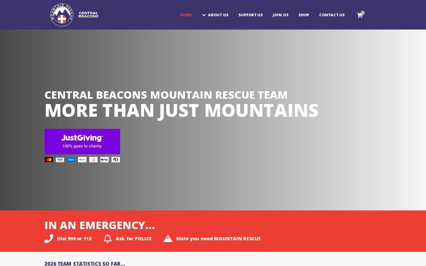 Central Beacons Mountain Rescue Team | Homepage screenshot