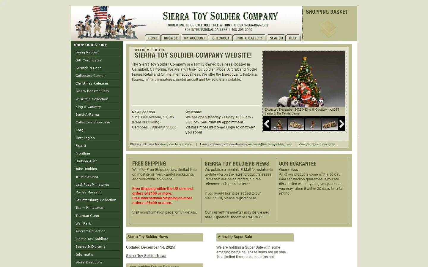 Sierra Toy Soldier Company Homepage screenshot