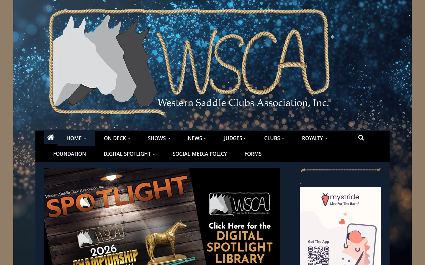 Western Saddle Clubs Association, Inc. Homepage screenshot