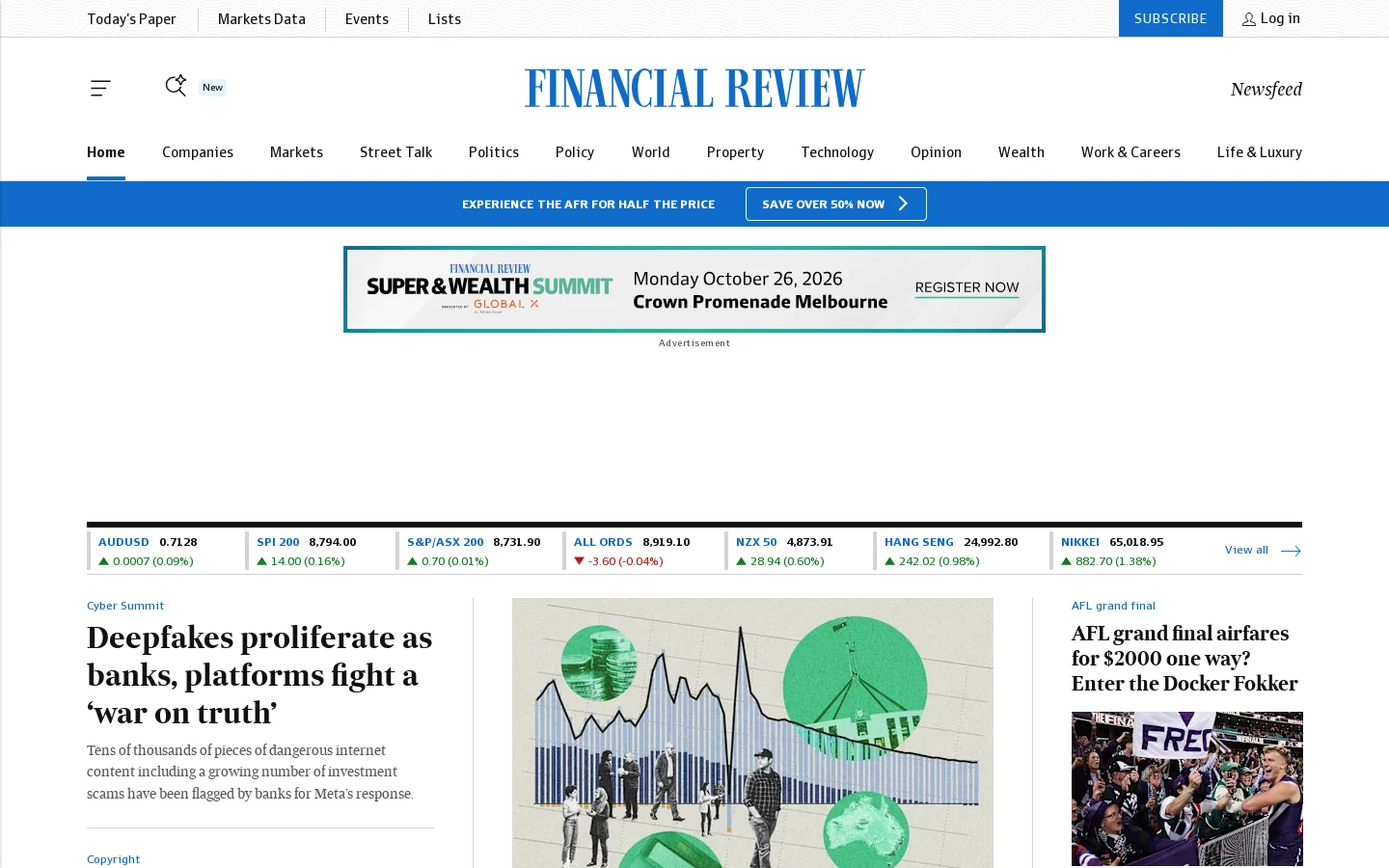 afr.com Homepage screenshot