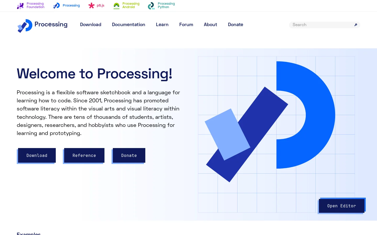 Welcome to Processing! / Processing.org Homepage screenshot