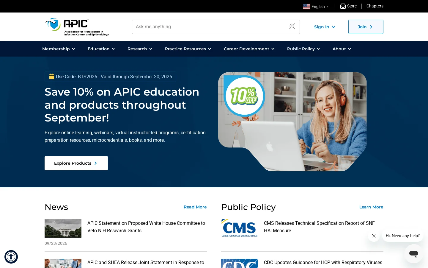 APIC Homepage screenshot