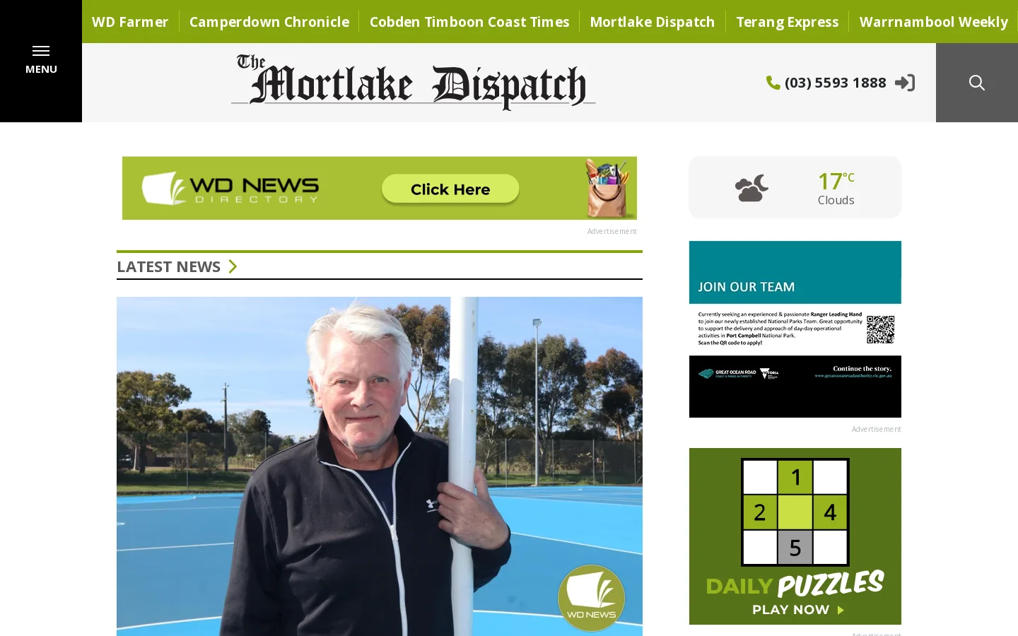 WD News Publications | Local News covering Sport, Council & Community for Camperdown, Cobden, Colac, Mortlake, Terang, Timboon & Simpson in VIC Australia. Homepage screenshot
