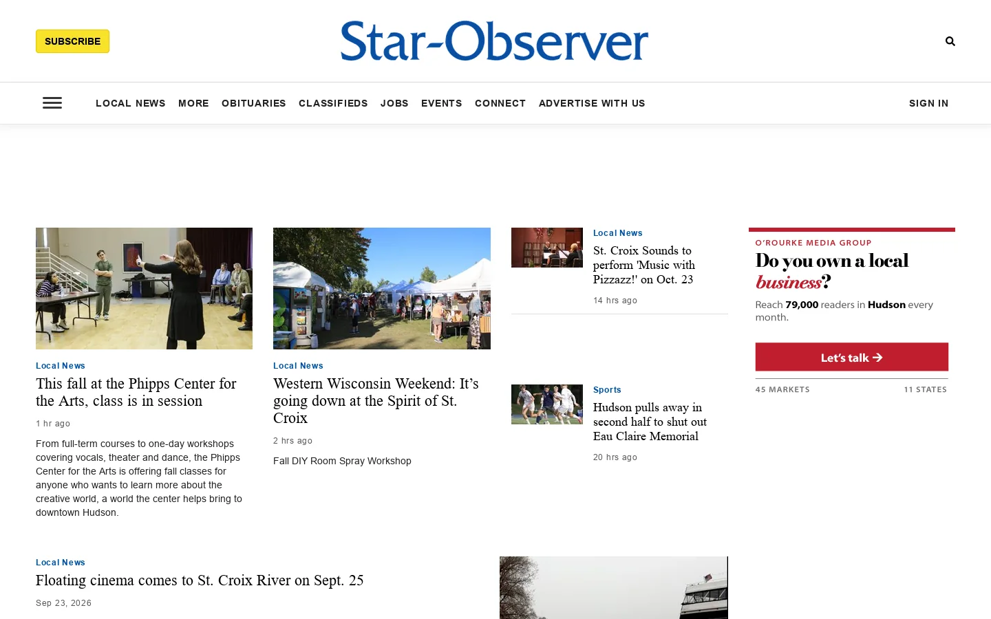 Hudson Star Observer Homepage screenshot