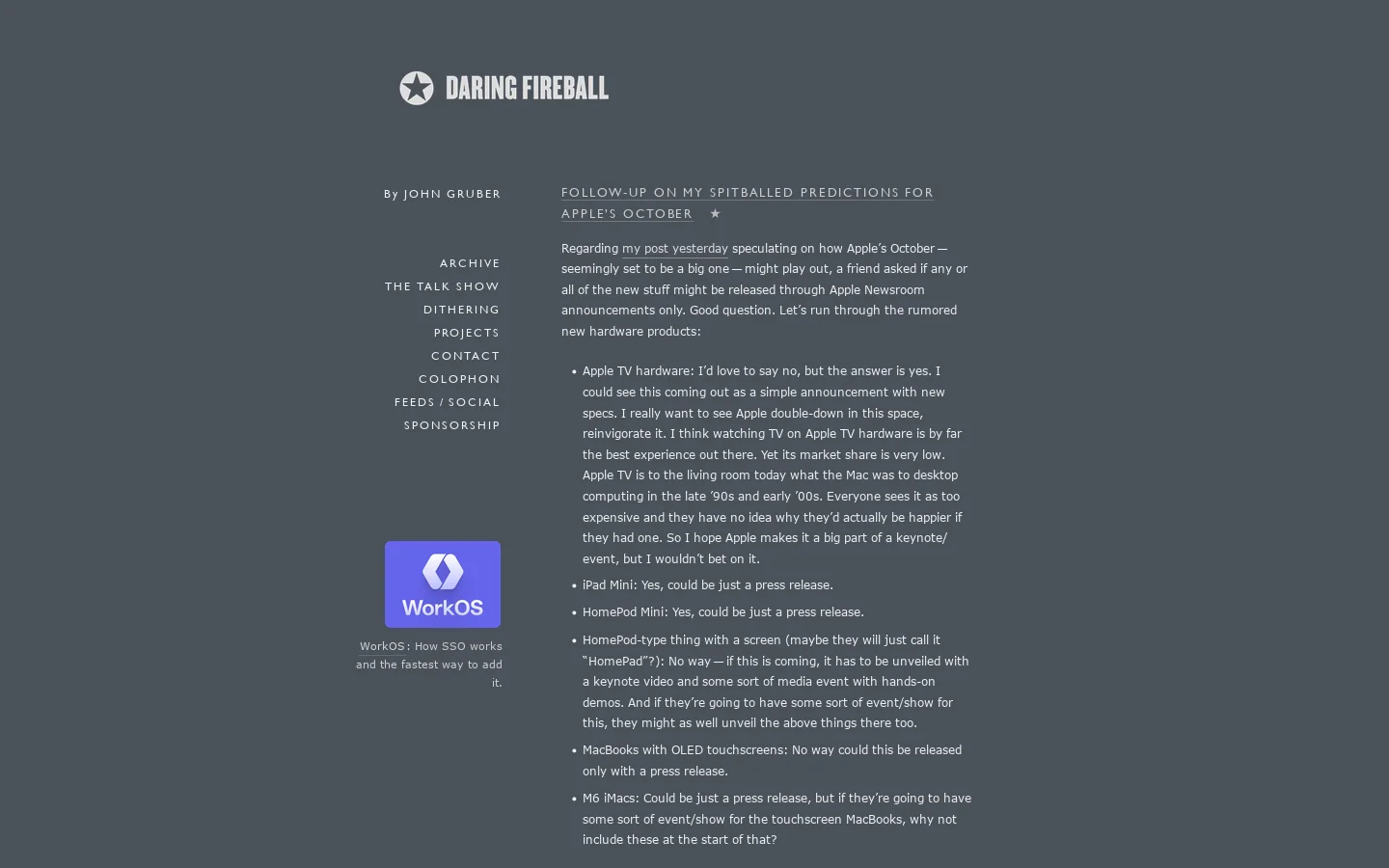 Daring Fireball Homepage screenshot