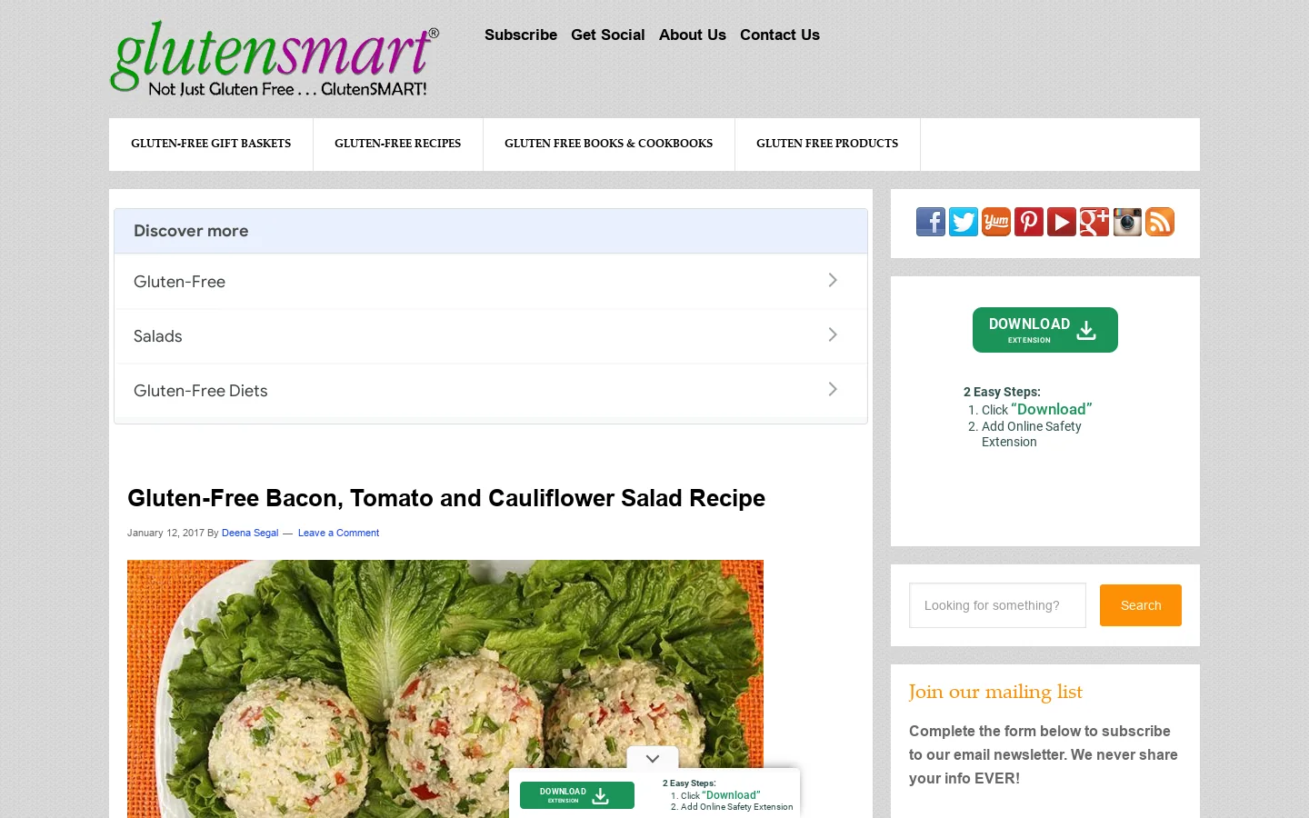 GlutenSmart Homepage screenshot