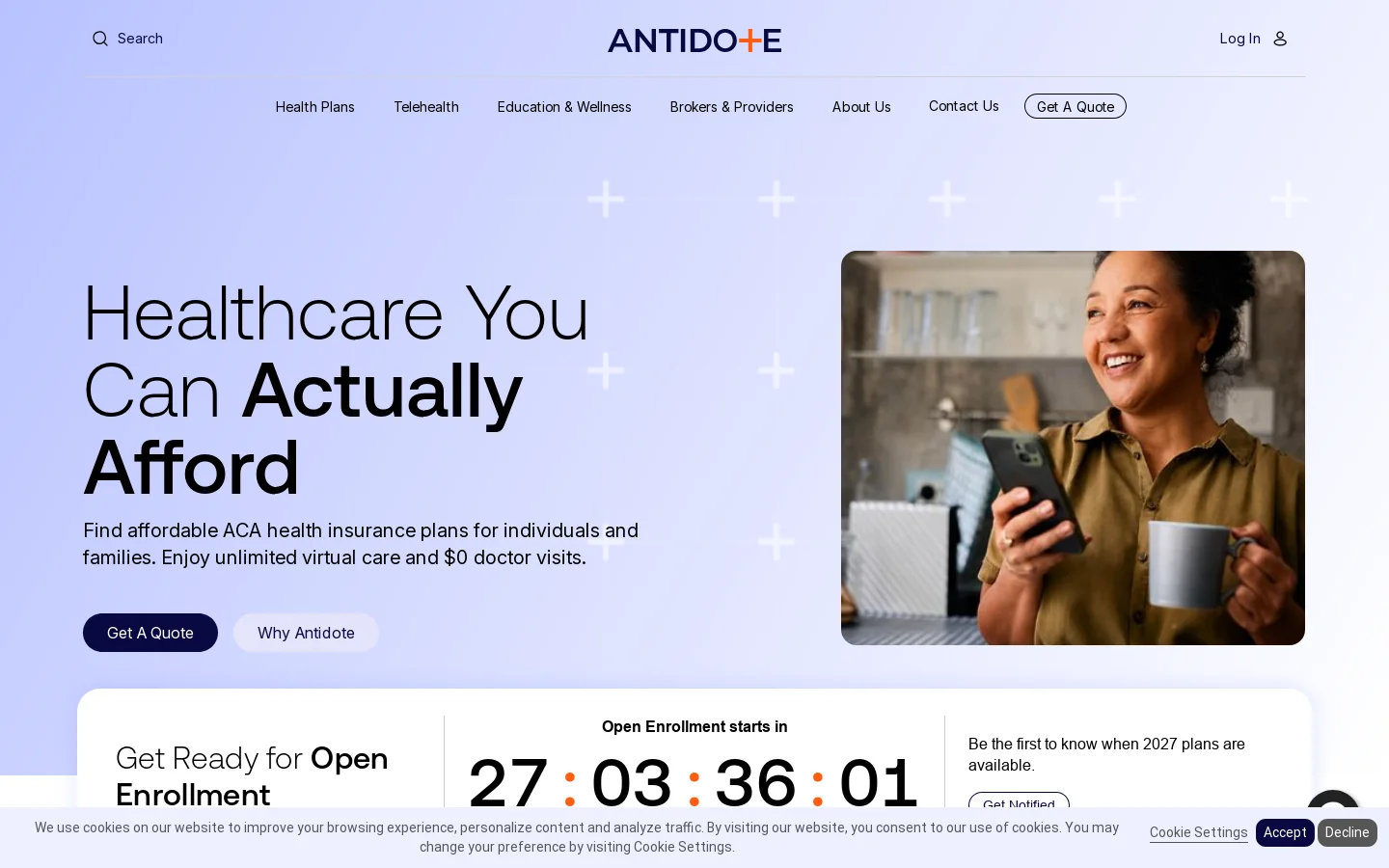 Antidote Health Homepage screenshot