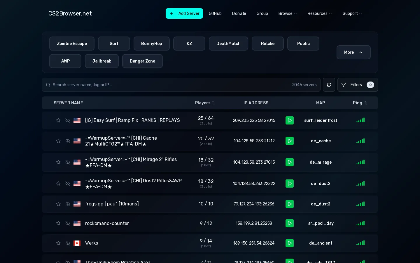 CS2Browser.net Homepage screenshot