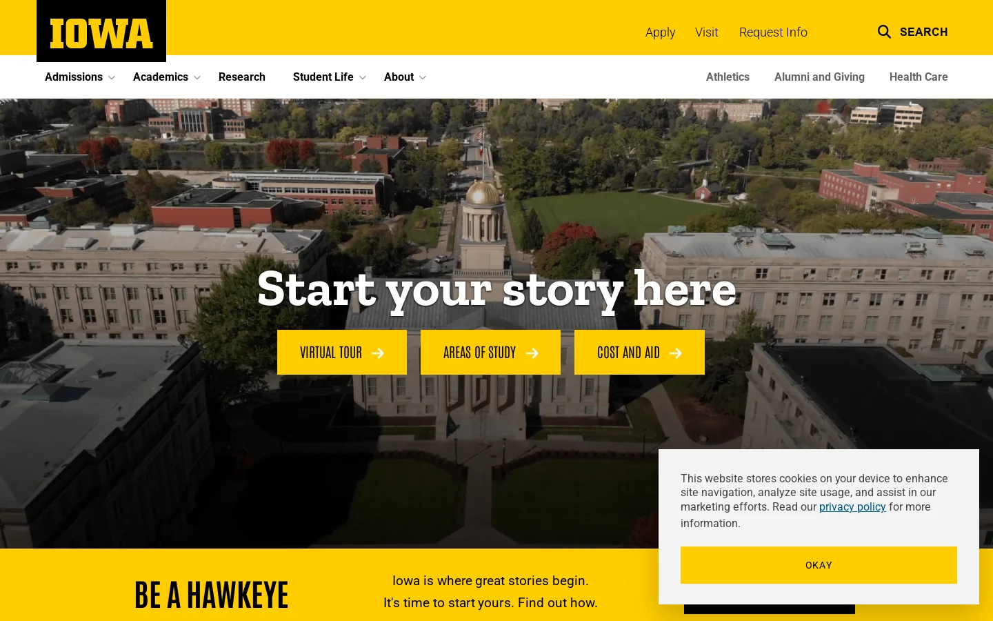 The University of Iowa Homepage screenshot