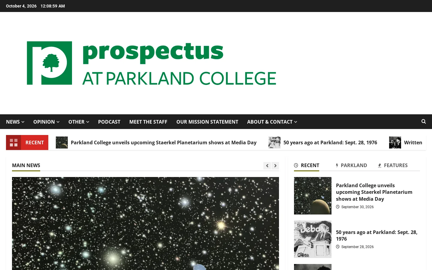 The Prospectus - Homepage screenshot
