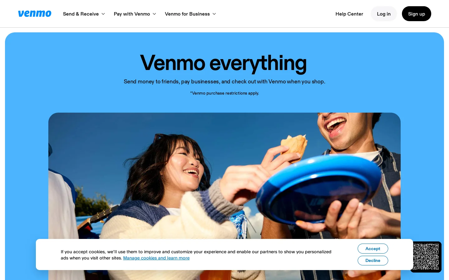 Venmo Homepage screenshot
