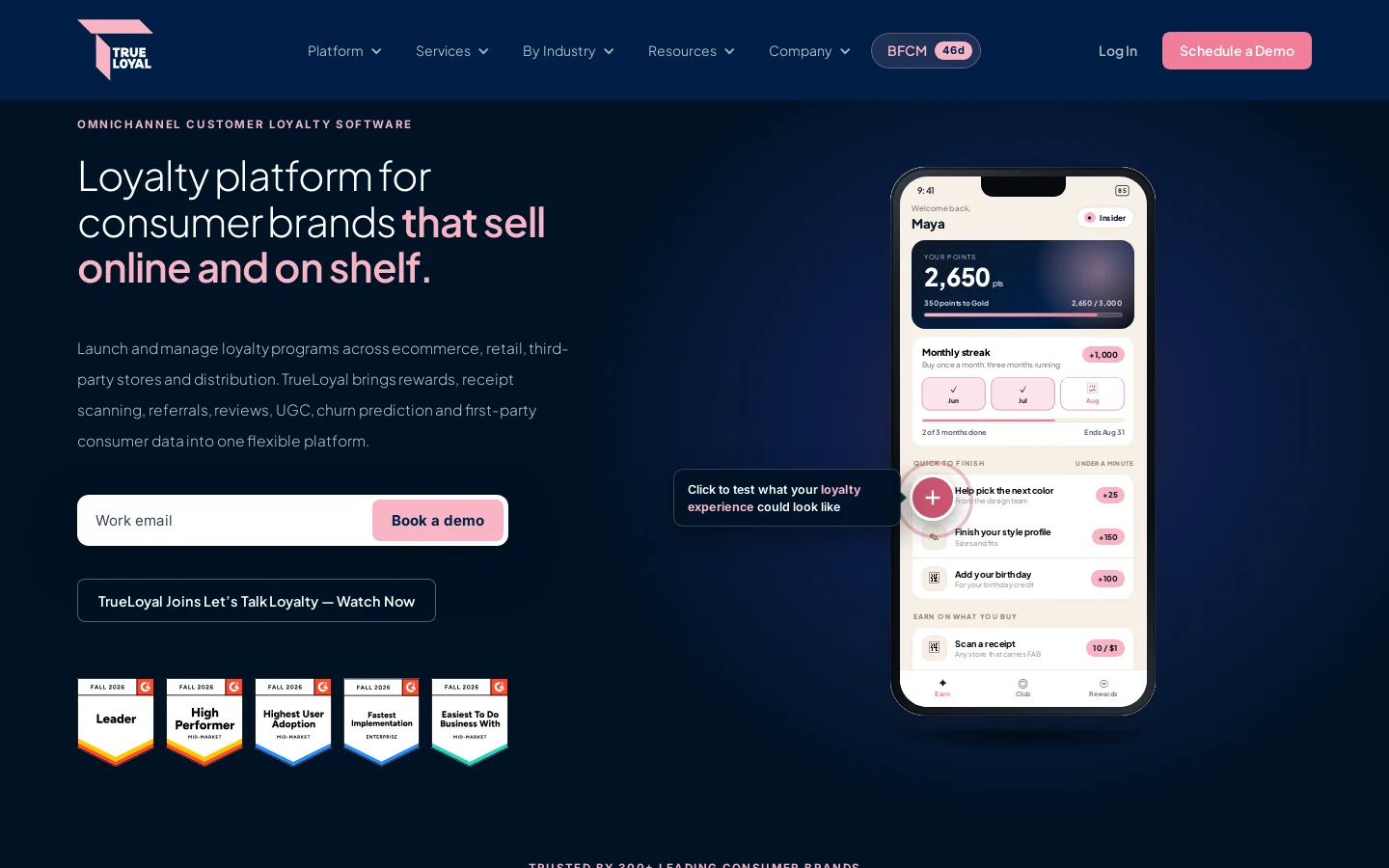 TrueLoyal Homepage screenshot