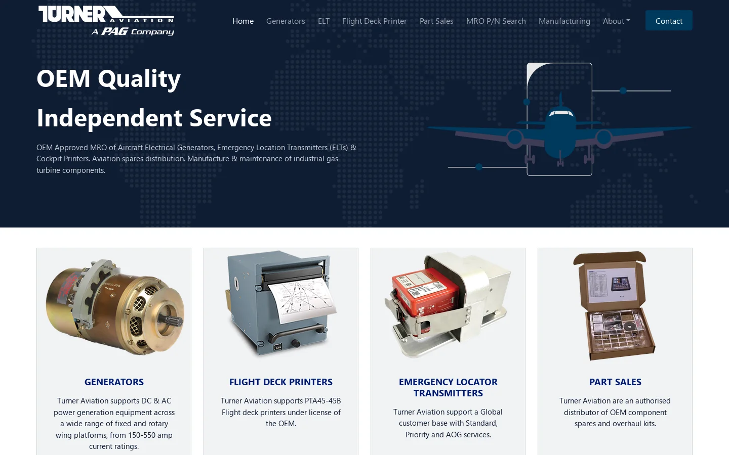 Turner Aviation Homepage screenshot