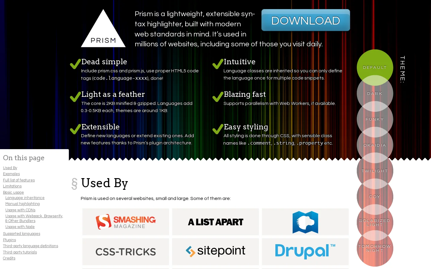 Prism Homepage screenshot