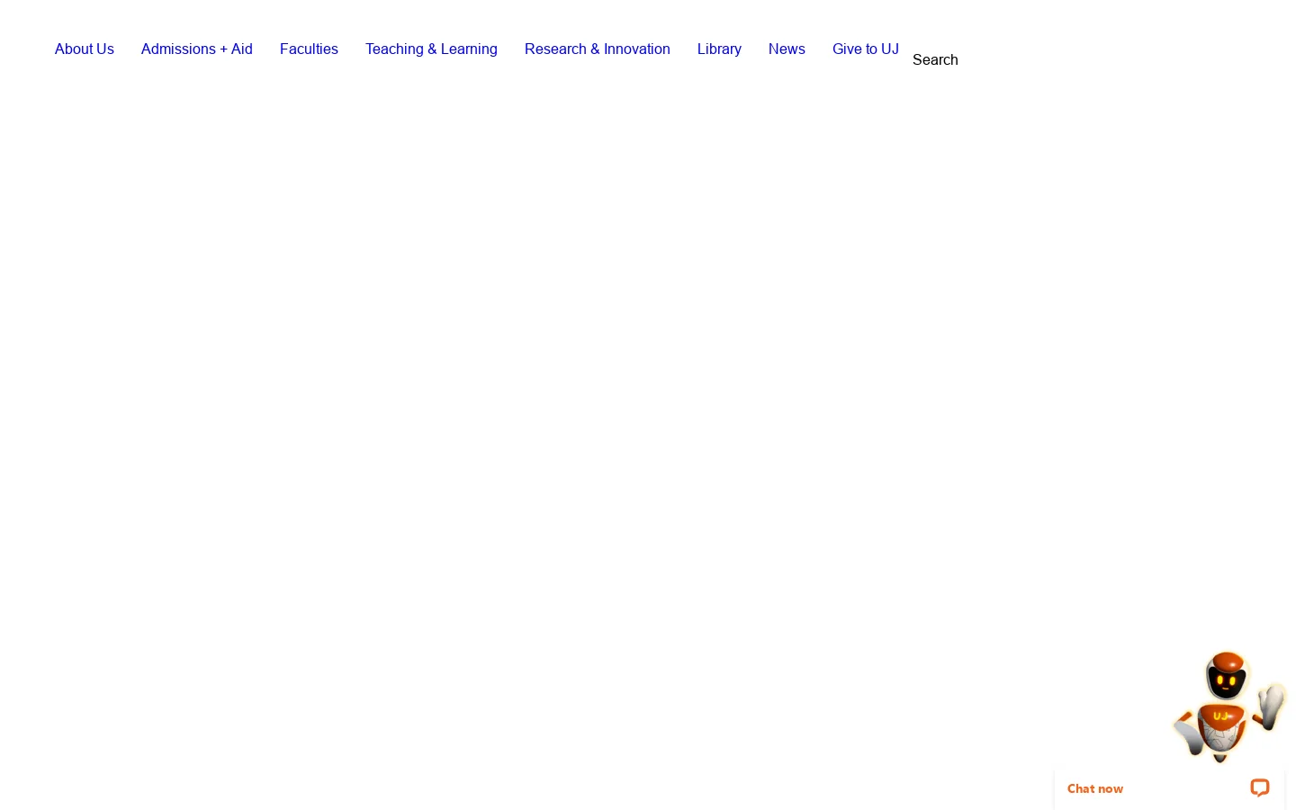 University of Johannesburg Homepage screenshot
