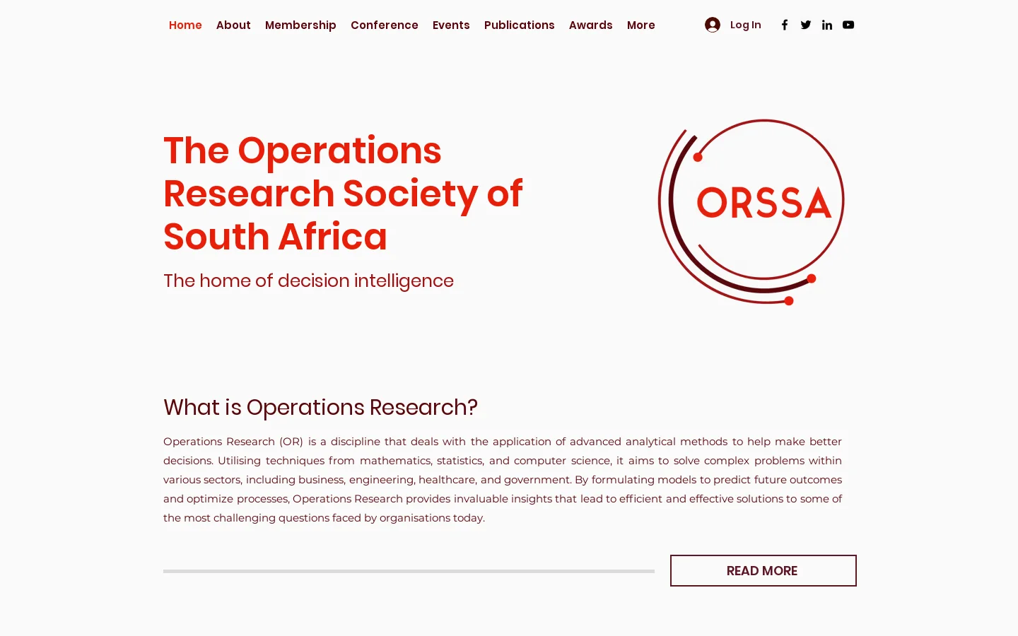 ORSSA Homepage screenshot