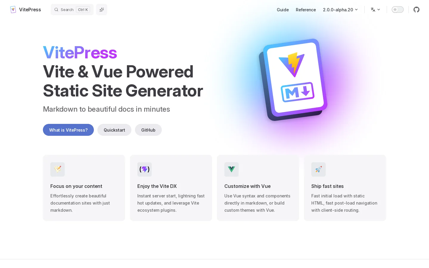 VitePress Homepage screenshot