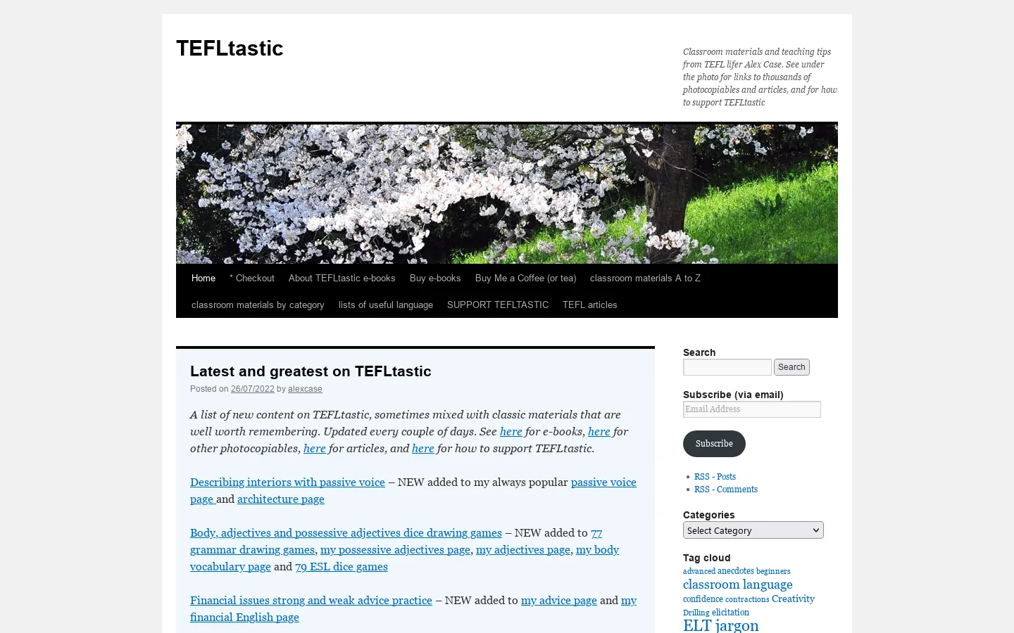 TEFLtastic Homepage screenshot