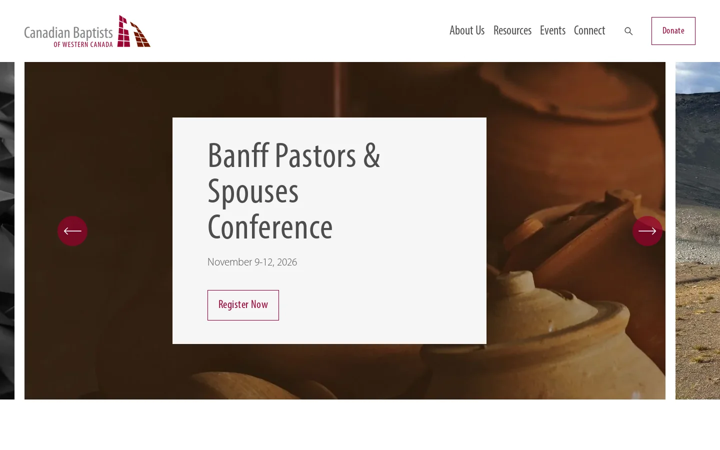 Canadian Baptists of Western Canada Homepage screenshot