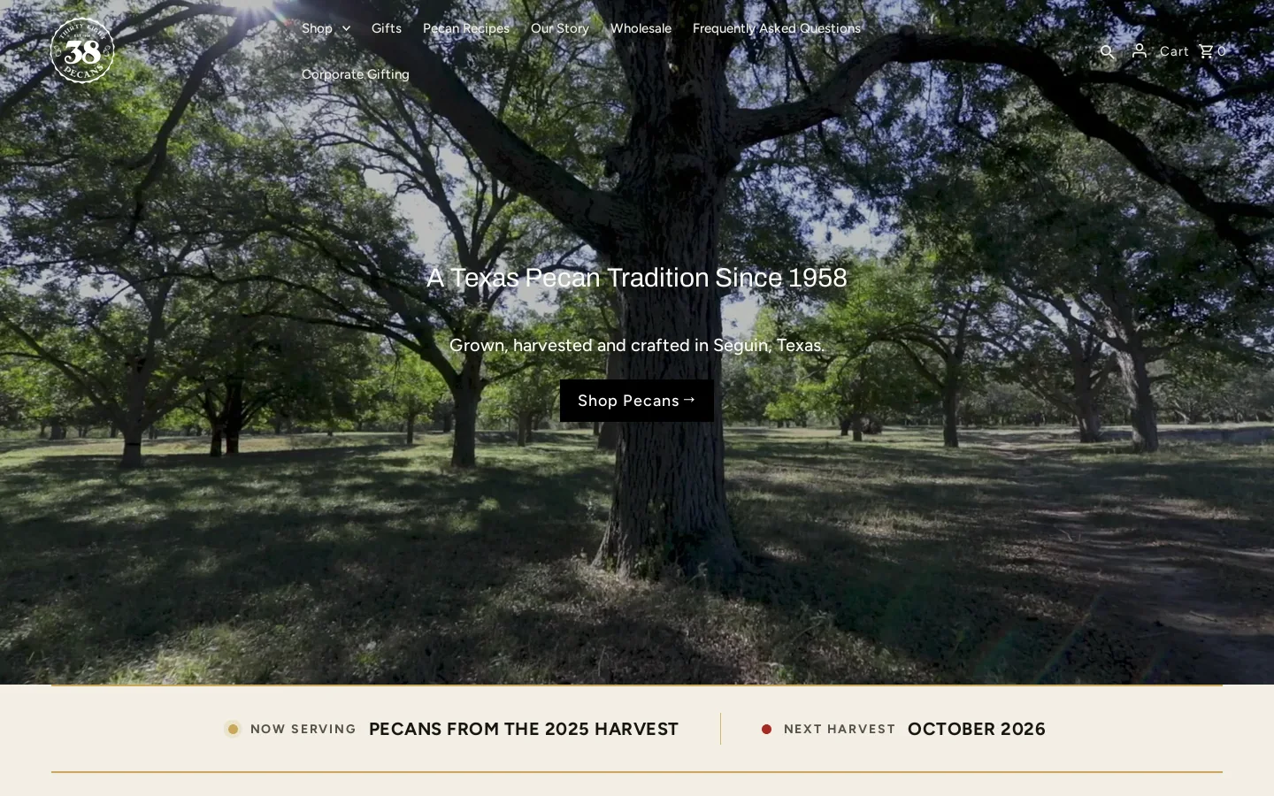 38 Pecans Homepage screenshot