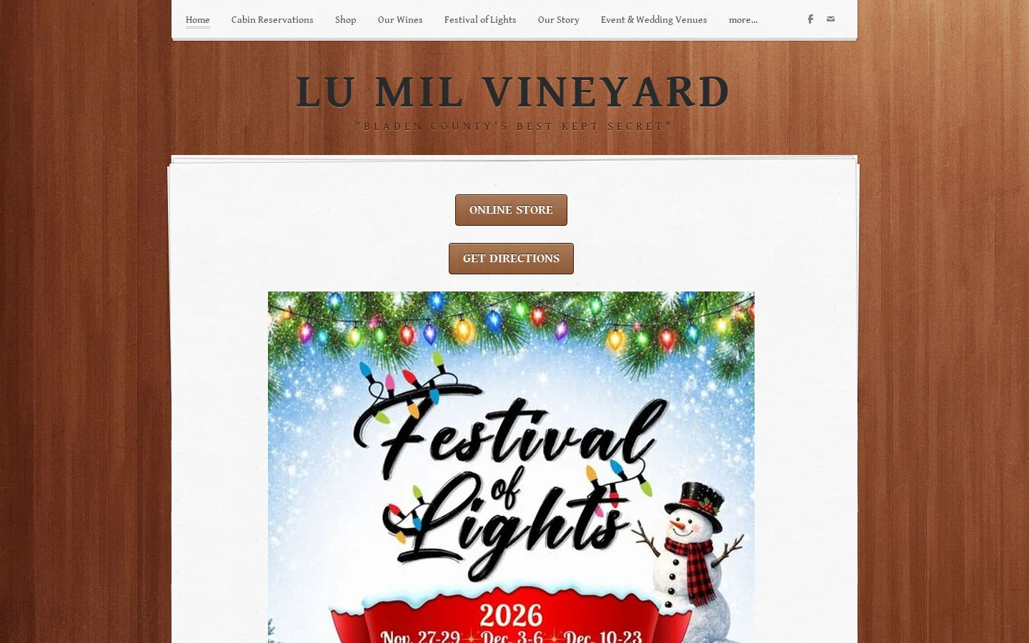 LU MIL VINEYARD Homepage screenshot
