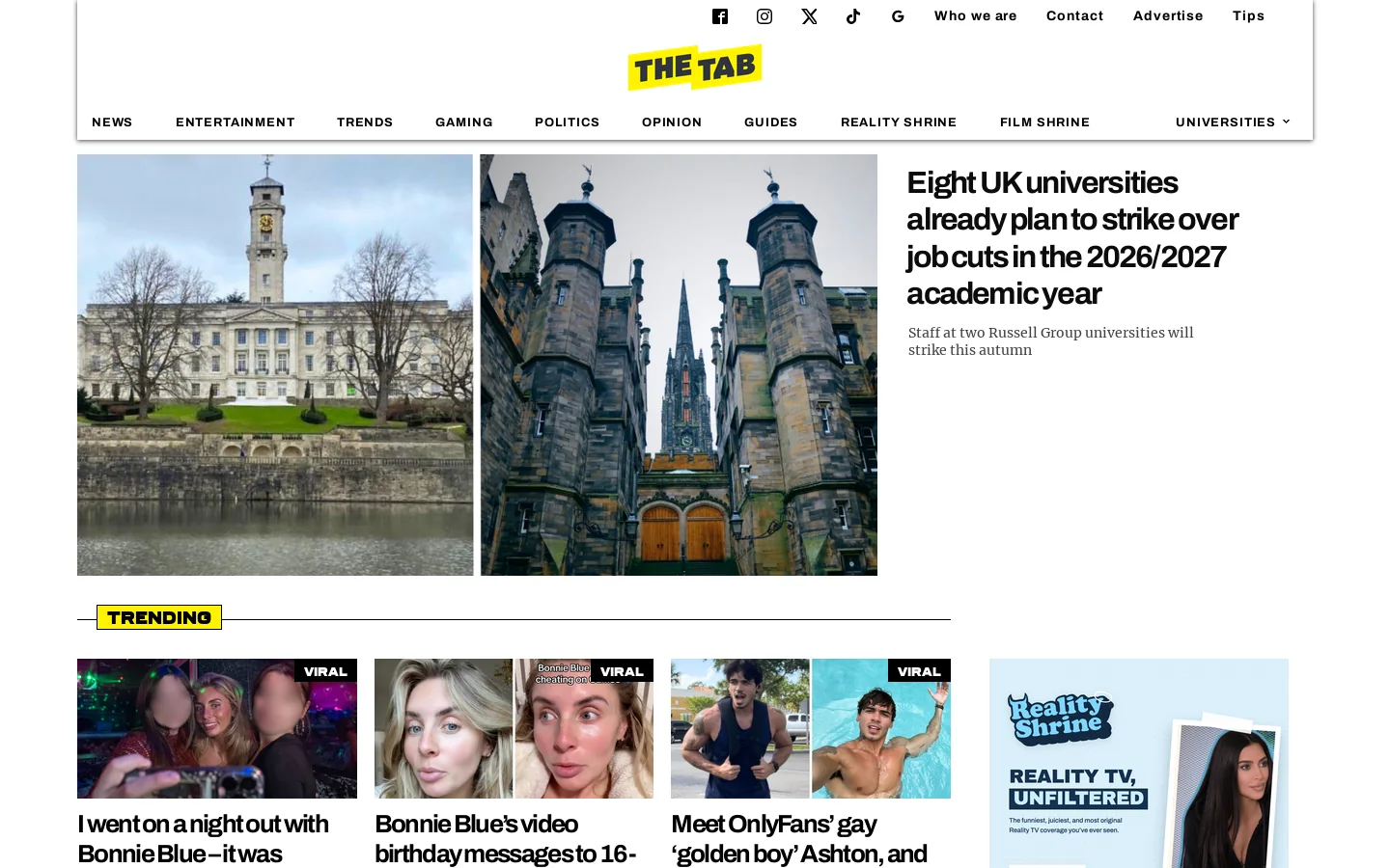 The Tab Homepage screenshot