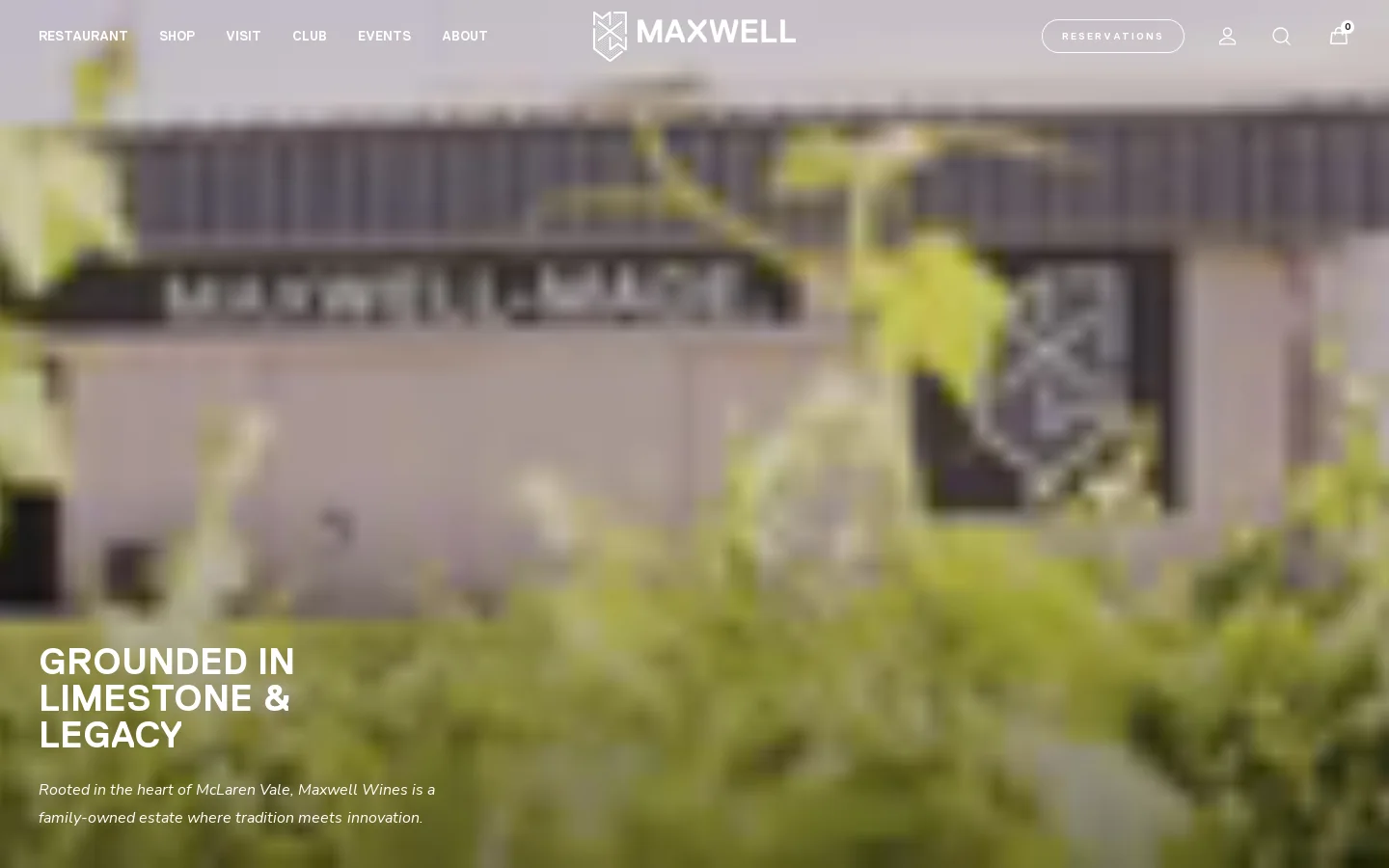 Maxwell Wines Homepage screenshot