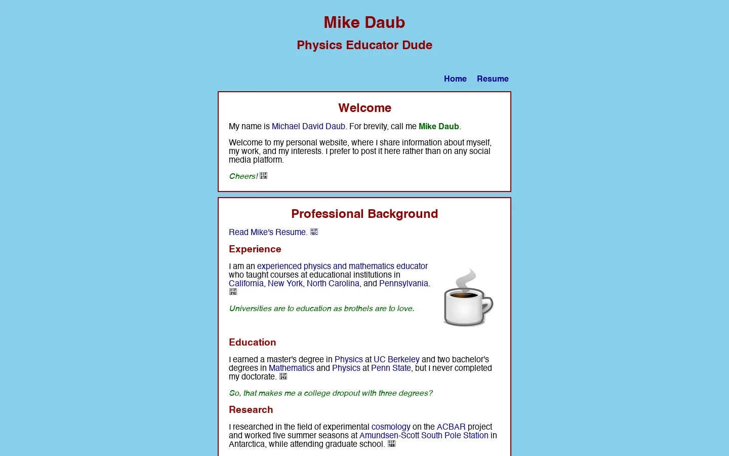Mike Daub Homepage screenshot