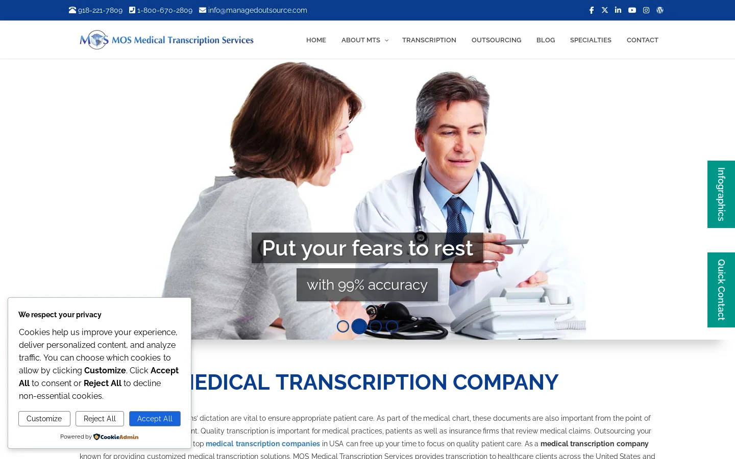Medical Transcription US | Medical Transcription Companies Homepage screenshot