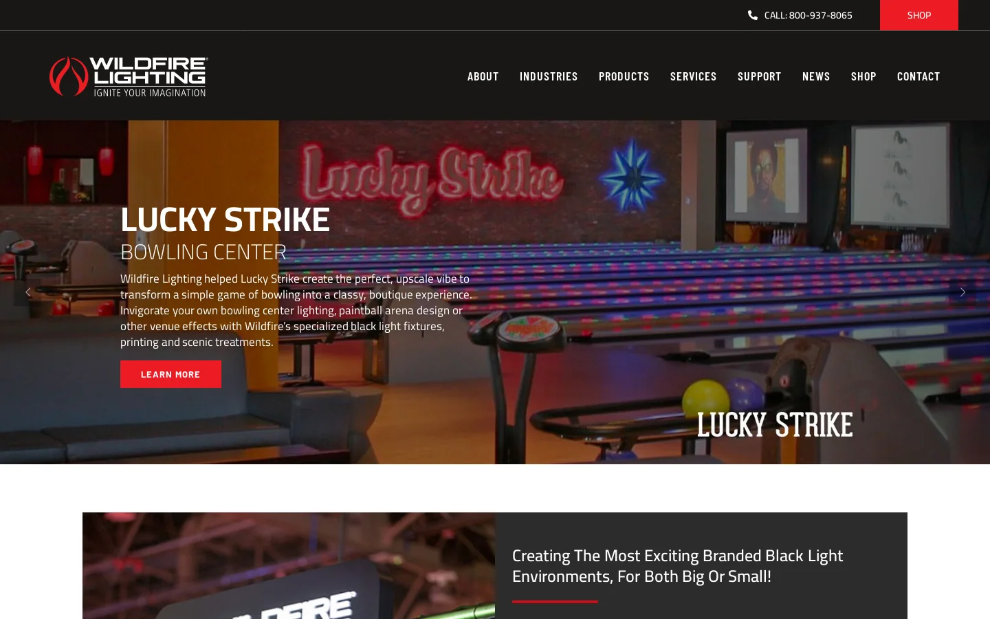 Wildfire Lighting Homepage screenshot