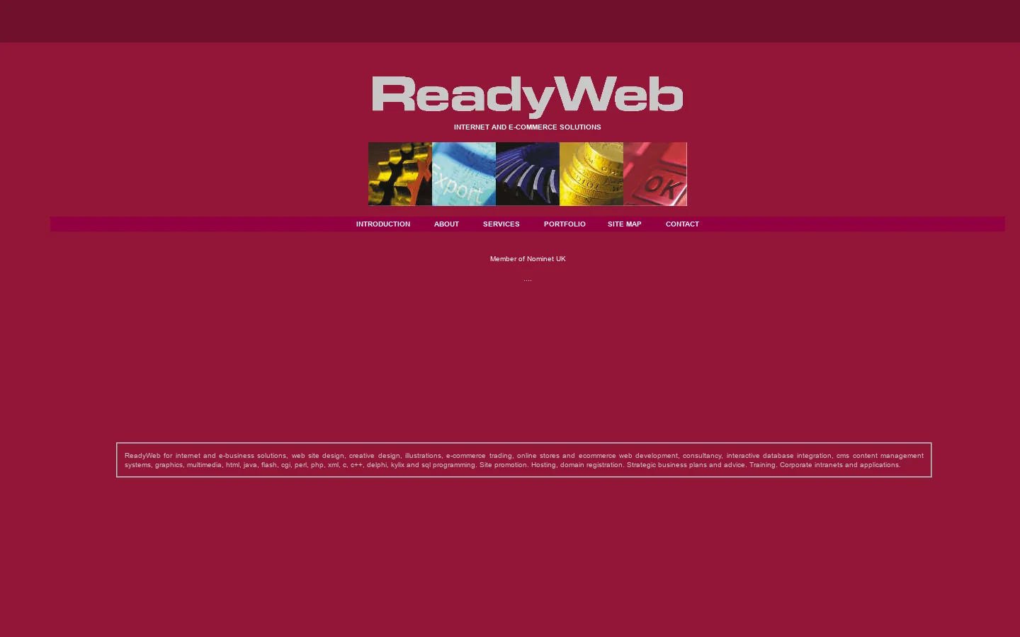 ReadyWeb internet, e-commerce, web site design development Homepage screenshot