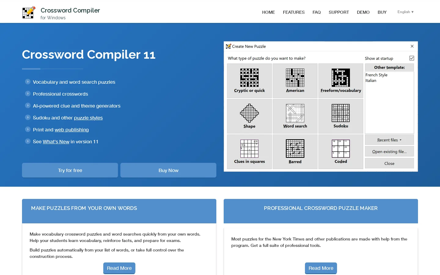 Crossword Compiler Homepage screenshot