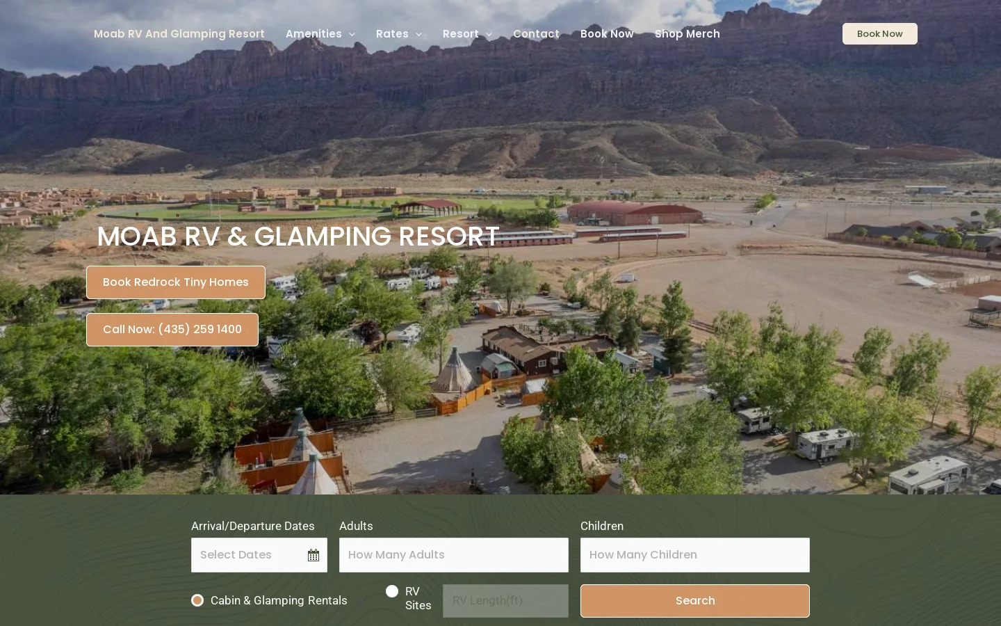 Moab RV And Glamping Resort - Moab's Top Rated Campground Homepage screenshot