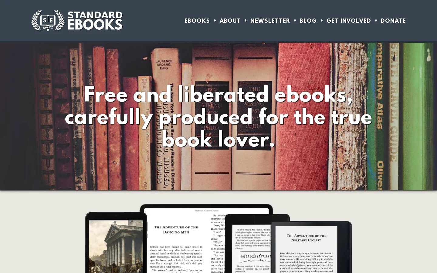 Standard Ebooks Homepage screenshot