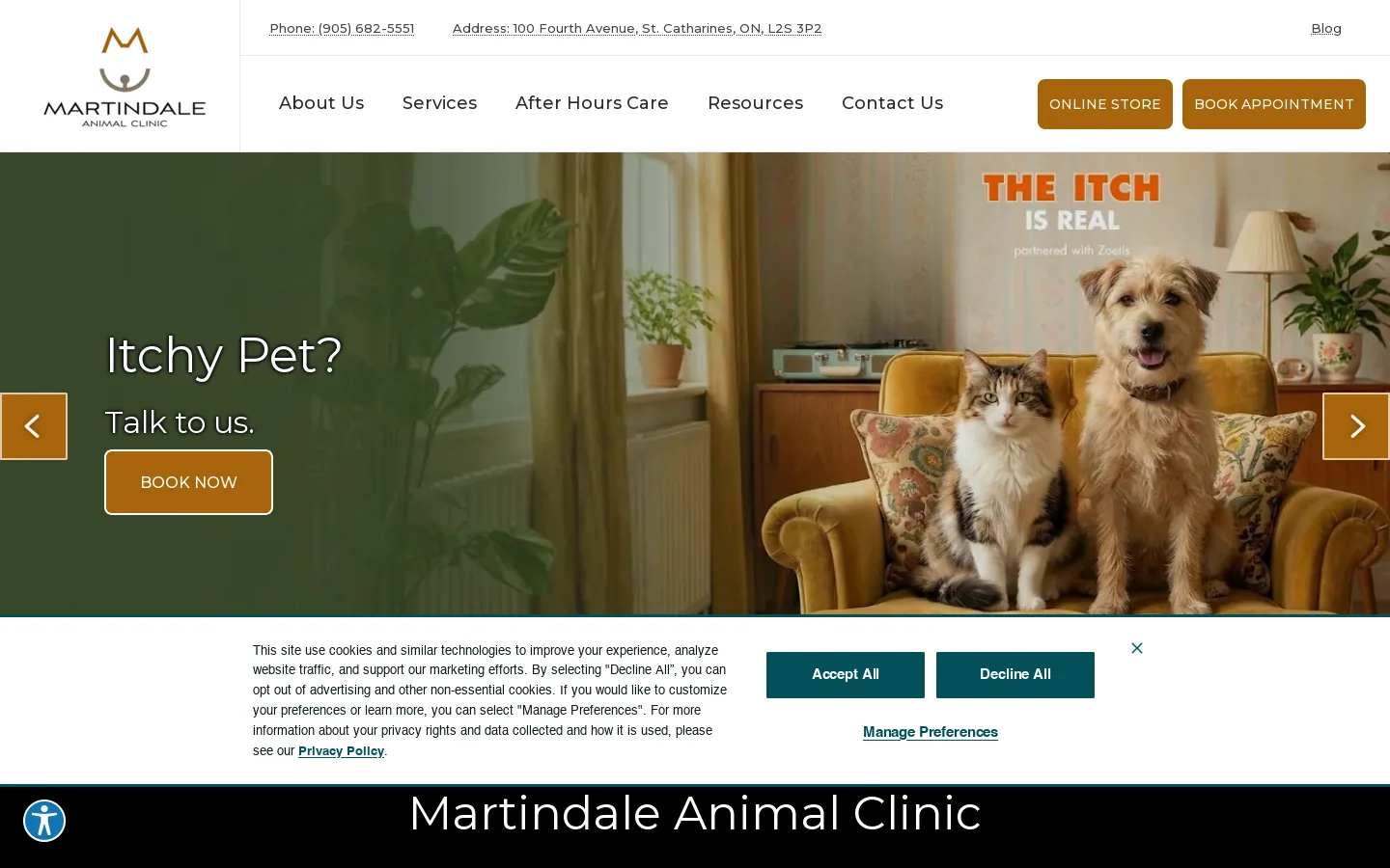 Martindale Animal Clinic Homepage screenshot
