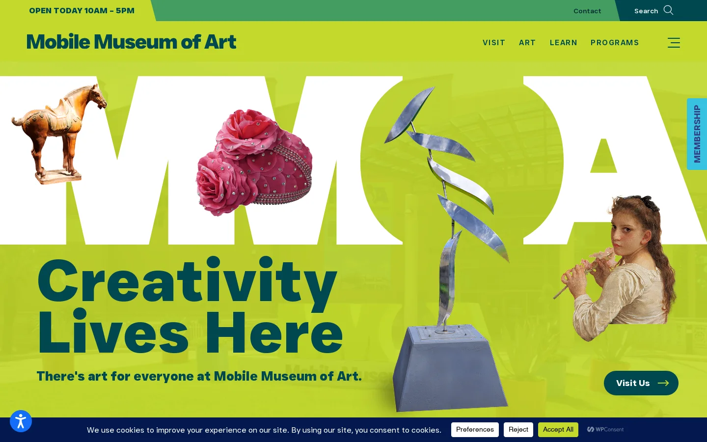 Mobile Museum of Art Homepage screenshot