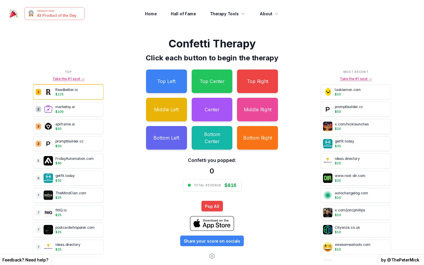 Confetti Therapy Homepage screenshot