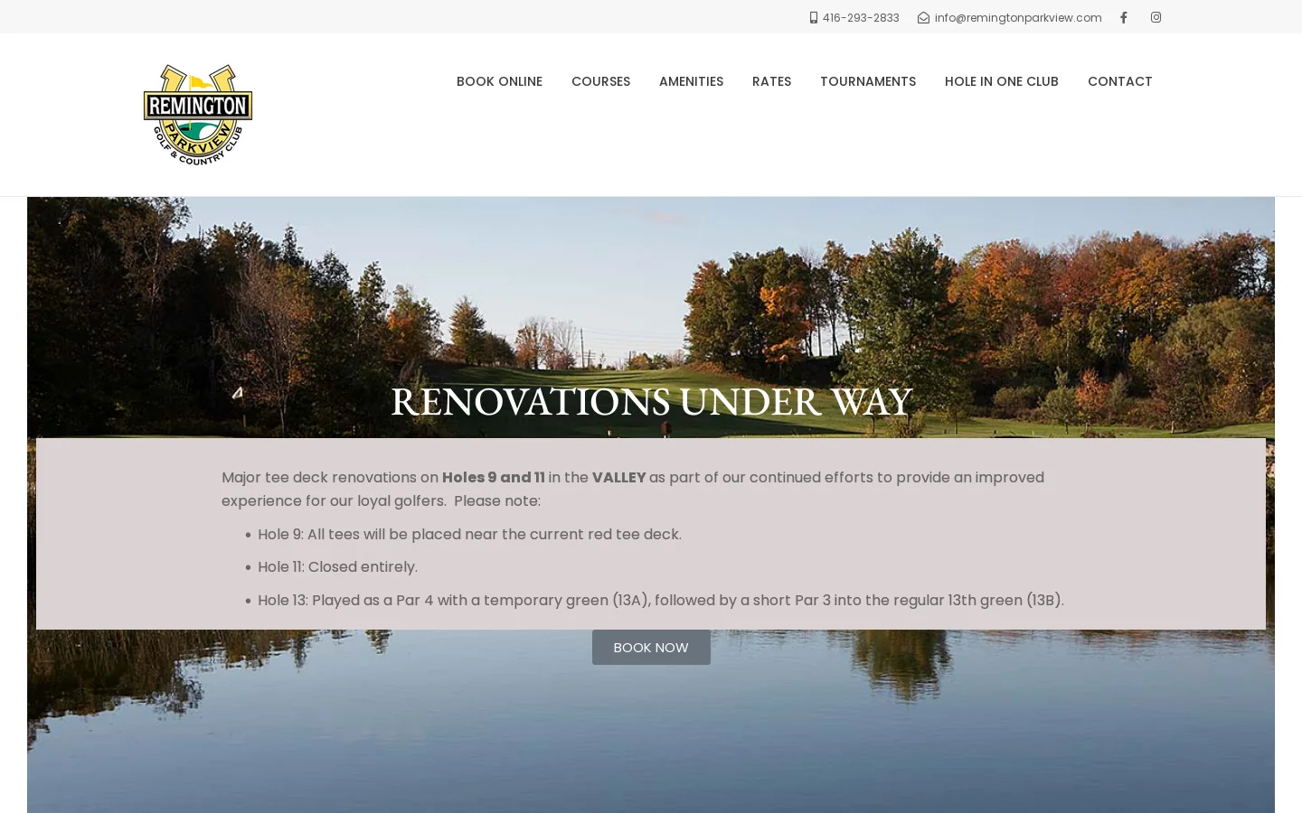 Remington Parkview Golf and Country Club Homepage screenshot